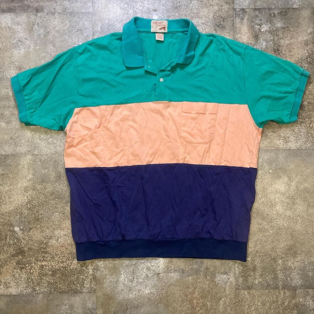 the fox collection vintage 90s collared polo pocket tee size xl